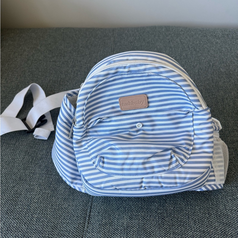 Tushbaby Lite Hip Carrier in Blue / White stripes